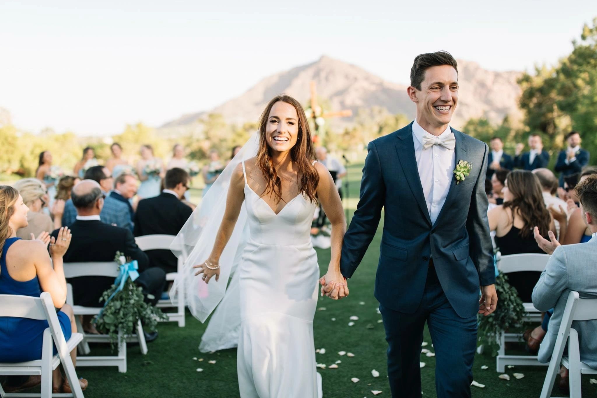 Outdoor wedding ceremony lawn mountains — DJ Christopher Rita